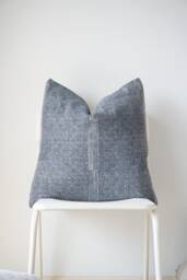 Vintage Hmong Batik Blue Gray Indigo Pillow Cover - thumbnail 1