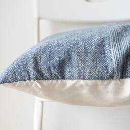 Vintage Hmong Batik Blue Gray Indigo Pillow Cover - thumbnail 3