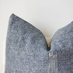 Vintage Hmong Batik Blue Gray Indigo Pillow Cover - thumbnail 2