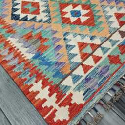 Classic Rug, Handmade Artisan Afghan Turkish Scandinavian Navajo Bohemian Wool Flatweave Multicolour Kilim Rug 168x96 cm - thumbnail 2