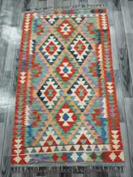 Classic Rug, Handmade Artisan Afghan Turkish Scandinavian Navajo Bohemian Wool Flatweave Multicolour Kilim Rug 168x96 cm - thumbnail 1