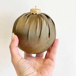 Handmade Satin Christmas Ball Ornament Olive Green Holiday Decor - thumbnail 2