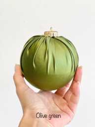 Handmade Satin Christmas Ball Ornament Olive Green Holiday Decor