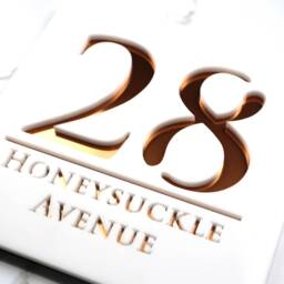 K Smart Sign - Bellissima S1 Laser Cut Matt White & Copper Mirror Floating House Signs Door Numbers Plaques 180mm X 180mm - thumbnail 3