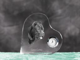Cane Corso, Italian Mastiff - Crystal Clock in The Shape Of A Heart With Image Pure-Bred Dog - thumbnail 1