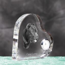 Cane Corso, Italian Mastiff - Crystal Clock in The Shape Of A Heart With Image Pure-Bred Dog - thumbnail 3