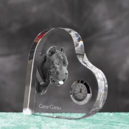 Cane Corso, Italian Mastiff - Crystal Clock in The Shape Of A Heart With Image Pure-Bred Dog - thumbnail 2