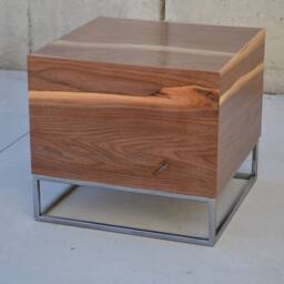 Black Walnut Cube Table, Live Edge Accent Metal Legs - thumbnail 2