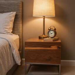 Black Walnut Cube Table, Live Edge Accent Metal Legs - thumbnail 4