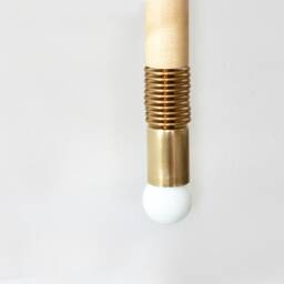Brass & Maple Mid Century Double Wall Fixture Light Mirror Vanity Side Lighting Living Room Lights Bathroom Sconce Entry - thumbnail 4