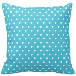 Polka Dots On Blue - Throw Pillow, Decorative Pillow Cover, Insert, Case Square- 17 - thumbnail 1