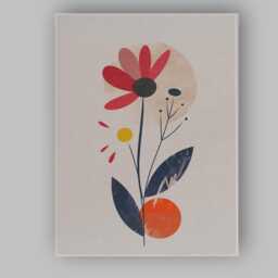 Minimalist Abstract Red Flower Botanical Illustration Canvas Wall Art Print Decor Picture Ready To Hang - thumbnail 1