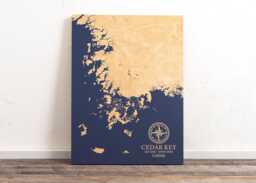 Cedar Key, Florida Map - Engraved Wood Coastal Art Sign, Beach House Home Decor Wall Hanging Nautical Print, Unique Personalized Family Gift - thumbnail 1