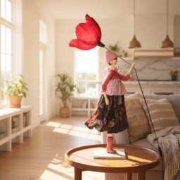 Dicentra Windswept Umbrella Lady Lamp - thumbnail 1