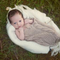 Handmade Knit Newborn Swaddle Sack, Baby Photo Prop - thumbnail 2