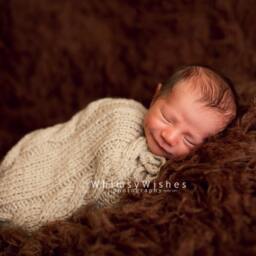Handmade Knit Newborn Swaddle Sack, Baby Photo Prop - thumbnail 3