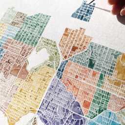 University District Seattle Neighborhood Map Watercolor Print Washington City Block Plan - Art Print Central Wall Local Realtor - thumbnail 4