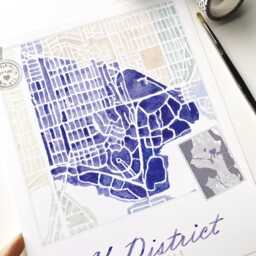 University District Seattle Neighborhood Map Watercolor Print Washington City Block Plan - Art Print Central Wall Local Realtor - thumbnail 2