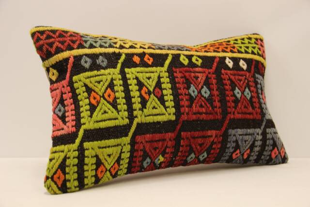 Vintage Turkish Kilim Pillow Throw Pillow Accent Sofa Lumbar Covers 12X20 in - 30 X 50 cm 4Oef-597 - image 1