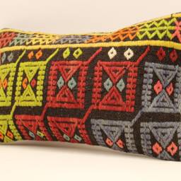 Vintage Turkish Kilim Pillow Throw Pillow Accent Sofa Lumbar Covers 12X20 in - 30 X 50 cm 4Oef-597 - thumbnail 3