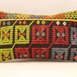 Vintage Turkish Kilim Pillow Throw Pillow Accent Sofa Lumbar Covers 12X20 in - 30 X 50 cm 4Oef-597 - thumbnail 2