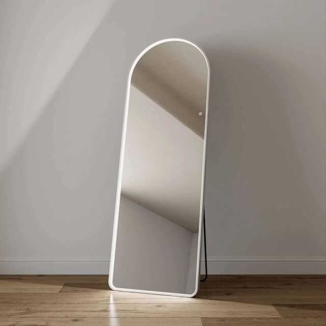 Full Length Arch Mirror With Lights 150 X 50cm - Sophia Led Floor Mirror, White Frame, Wall Mounted Or Freestanding - image 1