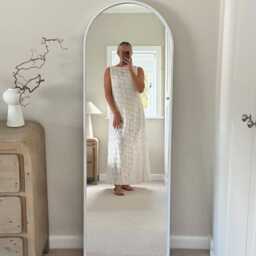 Full Length Arch Mirror With Lights 150 X 50cm - Sophia Led Floor Mirror, White Frame, Wall Mounted Or Freestanding - thumbnail 3