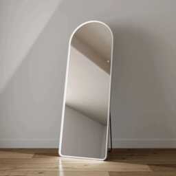 Full Length Arch Mirror With Lights 150 X 50cm - Sophia Led Floor Mirror, White Frame, Wall Mounted Or Freestanding - thumbnail 1