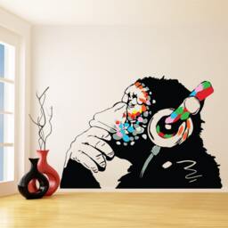 Artist Stickers Monkey Headphones - Writer Graffiti Wall Decal Drawer Thinking Sprayer Sticker Painter - thumbnail 3