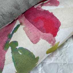 "Floral Pink Green Cushion For Sofa Or Bed, Decorative Throw Pillow, John Lewis Alexa Fabric, Cylinder Size 16"" X 6" - thumbnail 3
