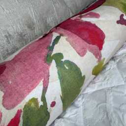 "Floral Pink Green Cushion For Sofa Or Bed, Decorative Throw Pillow, John Lewis Alexa Fabric, Cylinder Size 16"" X 6" - thumbnail 2