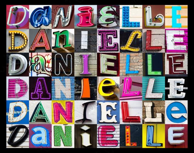 Danielle Personalized Poster Featuring Photos Of Sign Letters Typography Print Wall Decor Custom Wall Art Name Poster