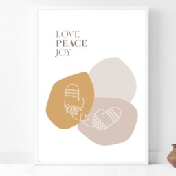 Love Peace Joy Mittens - Christmas Festive Fall Holidays - Wall Print Gift Bespoke Poster A5 A4 A3 Framed - thumbnail 3
