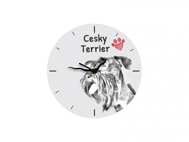 Cesky Terrier, Free Standing Mdf Floor Clock With An Image Of A Dog - image 1