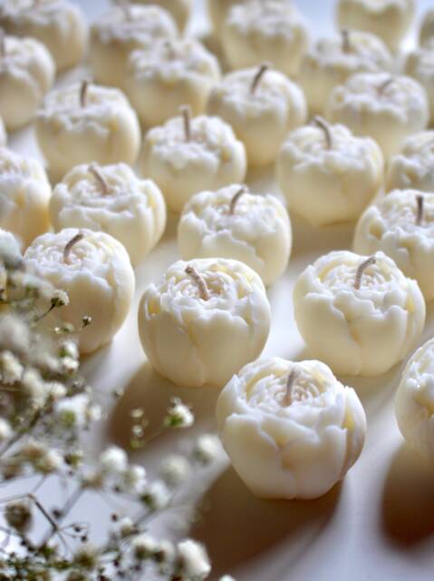 Mini Peony Candles, Wedding Favours, Flower Aesthetic Candle, Bridesmaid Gift, Gift For Guests, Bridal Shower Favors - image 1