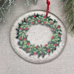 Glass Wreath - Hand Painted Fused Glass Christmas Tree Decoration Bauble - thumbnail 3