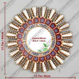 Handmade Red Sunburst Round Mirror - Peruvian Accent For Home, Wall Decor & Bedroom Housewarming Gift -Decorative Mirrors - thumbnail 4