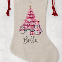 Personalised Pink Christmas Stocking, Santa Sack, Girl's Boys Eve Present Bag, Father Christmas - thumbnail 3