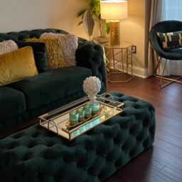 Velvet Chesterfield Footstool Ottoman - Tufted Upholstery, 100x50x34cm - thumbnail 3