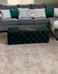 Velvet Chesterfield Footstool Ottoman - Tufted Upholstery, 100x50x34cm