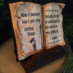 Handmade Resin Storybook Cs Lewis Quote, Rustic Salvaged Wood Base - thumbnail 2