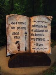 Handmade Resin Storybook Cs Lewis Quote, Rustic Salvaged Wood Base - thumbnail 1