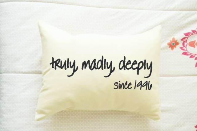 Personalized Pillow, Cotton Anniversary, 2nd Wedding Gift, Anniversary Personalized With Date Newlywed Shower Gift - image 1