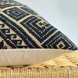 Black Neutral Tribal Hemp Hand Woven Natural Dye Color Lumbar Pillow Cover - thumbnail 3