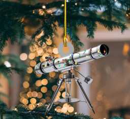 Telescope With Led Light Personalized Ornament, Tree Hanging Decor, Christmas Flat 2D Ornament Acrylic/Wooden
