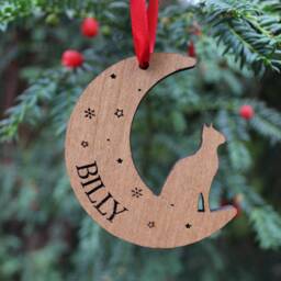 Personalised Cat Christmas Bauble, Decoration, Pet Lover Gift, Cats First Christmas, Wooden Tree Ornament - thumbnail 2
