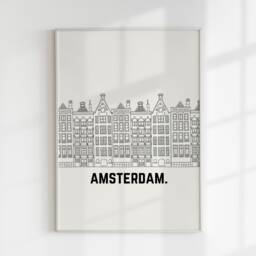 Amsterdam Travel Print, Neutral Coloured Poster, Netherlands Line Art Poster - thumbnail 2