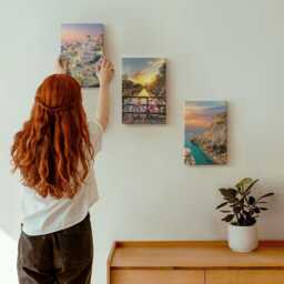 Canvas Set Of 3 - Seaside Views With Sunset & City, Pink Wall Art, Landscapes Decor - thumbnail 3