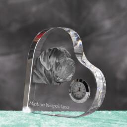 Neapolitan Mastiff - Crystal Clock in The Shape Of A Heart With Image Pure-Bred Dog - thumbnail 2