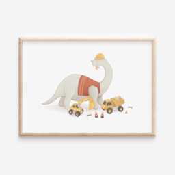 Personalised Original Hand-Drawn Dinosaur Apatosaurus Construction Children's Room Wall Art Print - thumbnail 3